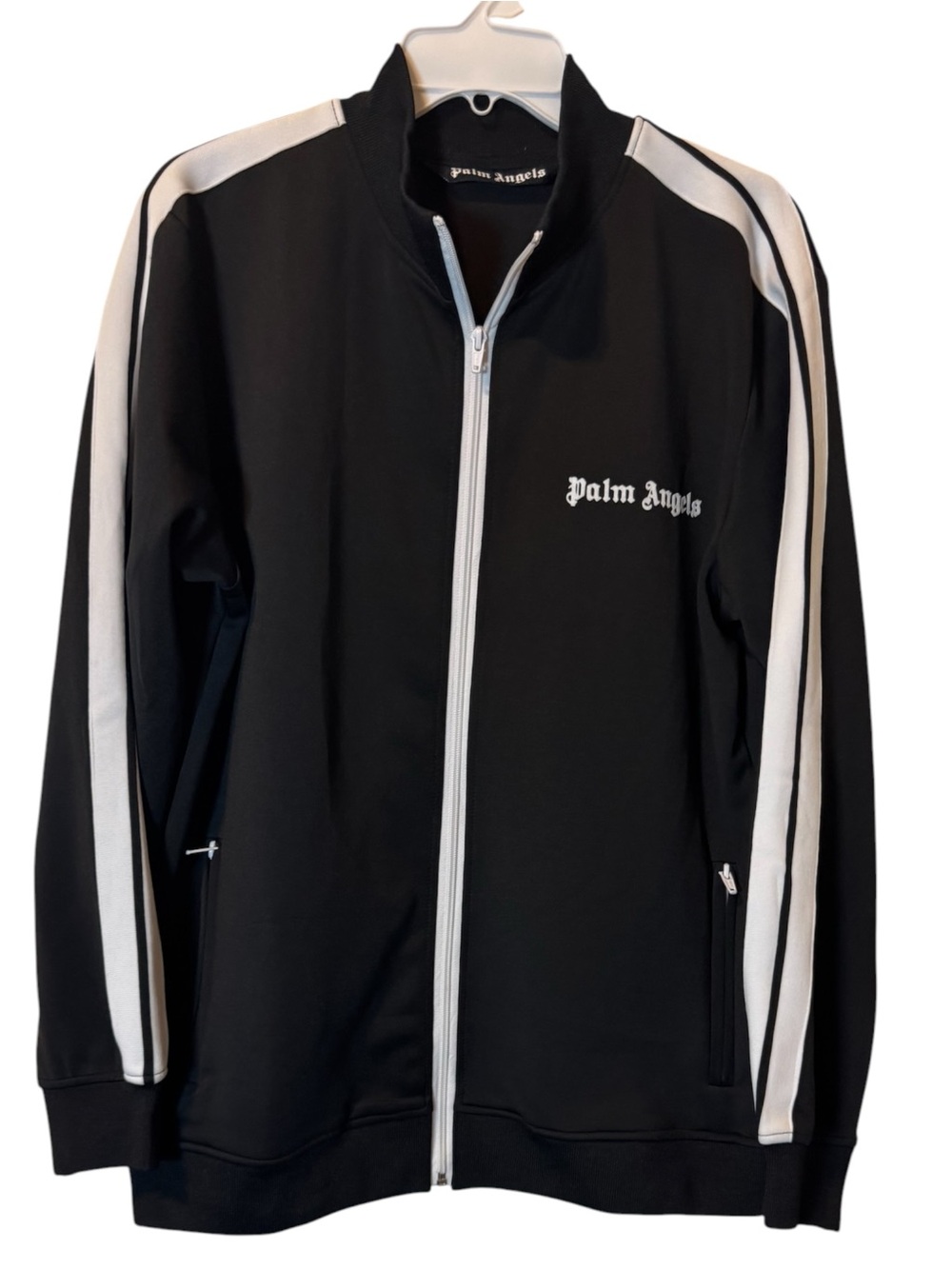 Palm Angels Black and White Full Zip Track Jacket Mens Size Large